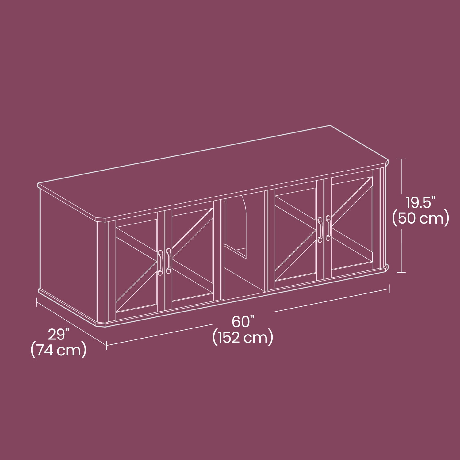LEDREM Double Cat Litter Box Enclosure for 2 Cats, Hidden Litter Box Furniture with Front Entry, Side End Table & TV Stand, 59 x 19.5 x 19 Inches, Heather Greige