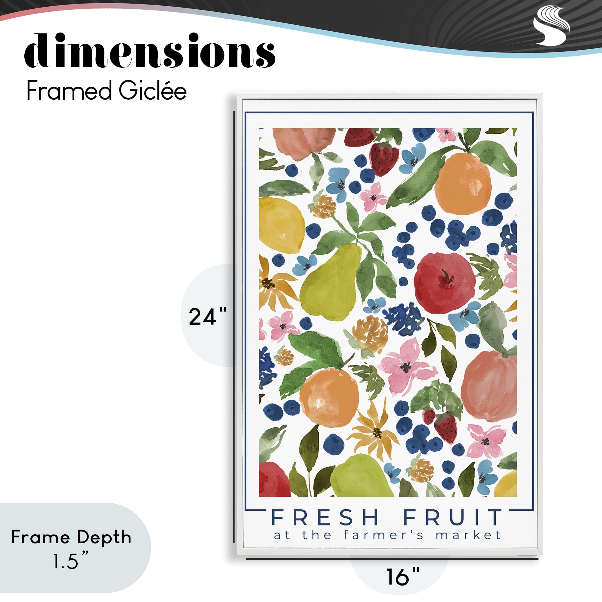 Stupell Industries Fresh Fruit Market Pattern White Framed Giclee Art, design by Lucille Price