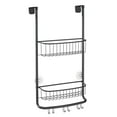 thumbnail image 6 of mDesign Stainless Steel 2-Tier Bath/Shower Over Door Caddy, Hooks - Matte Black, 6 of 6