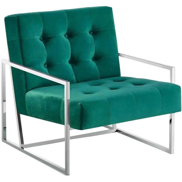 Best Master Furniture Beethoven Fauteuil d'Appoint en Velours de 31,5 Po Vert/plaqué Argent
