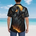 thumbnail image 4 of Honeii Full Moon Black Dragon Print Men’s Hawaiian Shirt,Classic Button-Down Short Sleeve Shirt, for Beach, Vacation, and Outdoor Activities,Large, 4 of 7