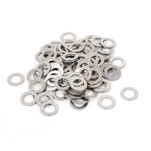 100Pcs Arandela Plana Redonda Métrica de Acero Inoxidable M5x9mmx0.5mm para Tornillo de Perno