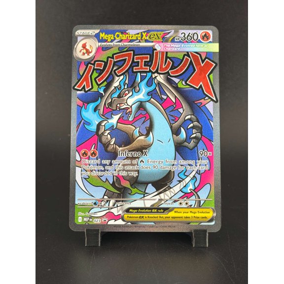Collectible 2025 Mega Evolution Mega Charizard X EX FA Holo Black Star Promo #023 Lightly Played Trading Card