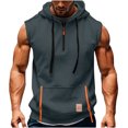thumbnail image 2 of Sleeveless Hoodies for Men with Zipper and Pocket Pullover Tank Tops Mens Casual Solid Color Breathable Streetwear Athletic Workout Vests, 2 of 4
