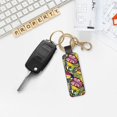 thumbnail image 5 of Wukai Colrful Tropical Leaves Print Leather Car Keychain, Universal Key Fob Keychain, Leather Key Chain Holder for Men and Women,360 Degree Rotatable, 5 of 5