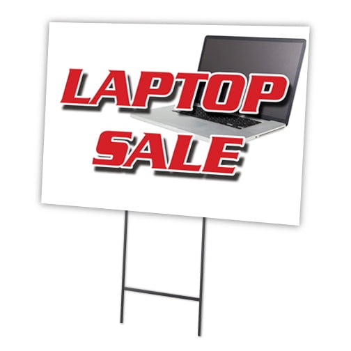 LAPTOP SALE 12"x16" Yard Sign & Stake | Advertise Your Business | Stake Included Image On Front Only | Made in The USA