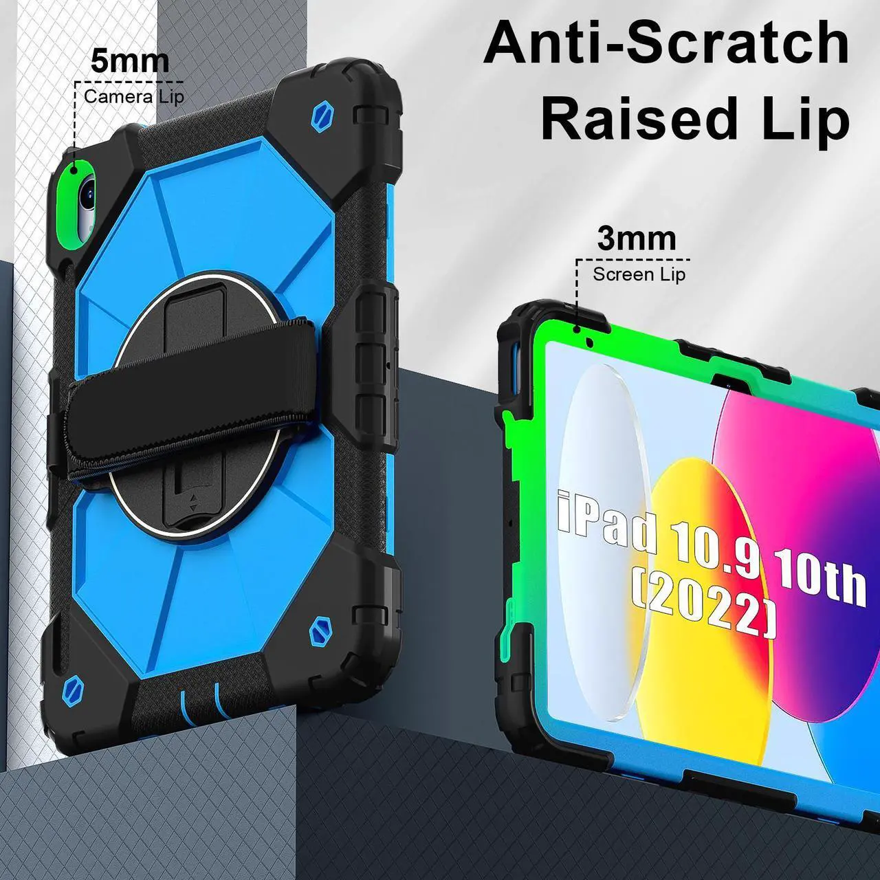 Case for iPad (A16) 11th Generation 11 Inch 2025, iPad 10th Generation 10.9 inch 2022 with Rotating Stand Pencil Holder Hand/Shoulder Strap, Shockproof Protective Cover