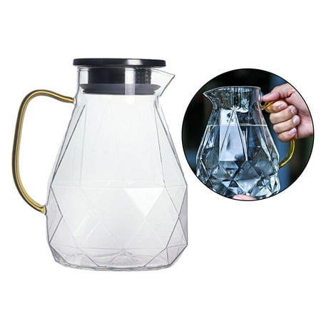 

Diamond Texture Transparent Glass Teapot Cup Carafe W/Handle -resistant Hot Cold Jug for Iced Tea - Clear 1500ml Teapot