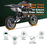 HOVERHEART 49cc 4-Stroke Gas Mini Dirt Bike,18 MPH Max Speed with Dual Disc Brakes,Max load 160lbs,Black