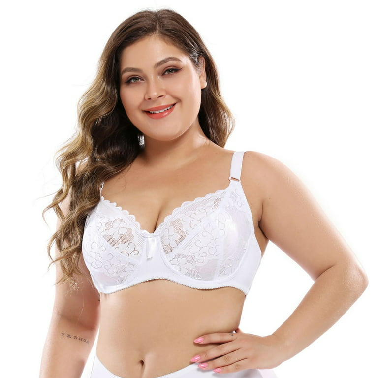 Push Up Bras for Women,Plus Size Floral Lace Underwire Soft Cup