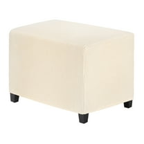 Uxcell 14" x 20" x 15" Stretch Rectangle Ottoman Cover Fabric Ottoman Slipcovers Footstool Protector for Living Room/Indoor [Beige]