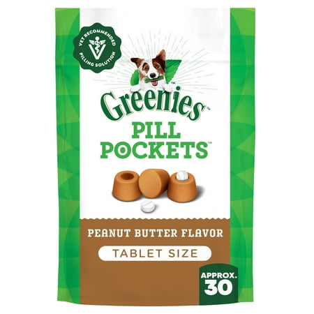 Greenies Pill Pockets for Dogs Peanut Butter Small, Tablet Size Soft Dog Treats, 3.2 oz, (30 Pk)
