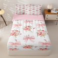 thumbnail image 2 of Homewish Pink Flower Bow Zipper Full Size Comforter Sets with Fitted Sheet and 2 Pillowcases for Girls, Spring Groovy Floral Zipper Bedding Set, Pink Reversible, 4-Piece, 2 of 6