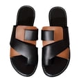 thumbnail image 2 of oqasdz Womens Slippers Fashion Open Toe Flat Slippers Soft Elegant Thin Strap Low Heel Patchwork Color Sandals for Summer Casual,Brown, 2 of 7