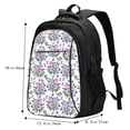 thumbnail image 5 of Salouo Violets Flowers Pattern Extra Large Travel Laptop,Backpack with USB Charging Port College Backpack Business Work Bag Casual Daypack Fits for Men & Women, 5 of 7