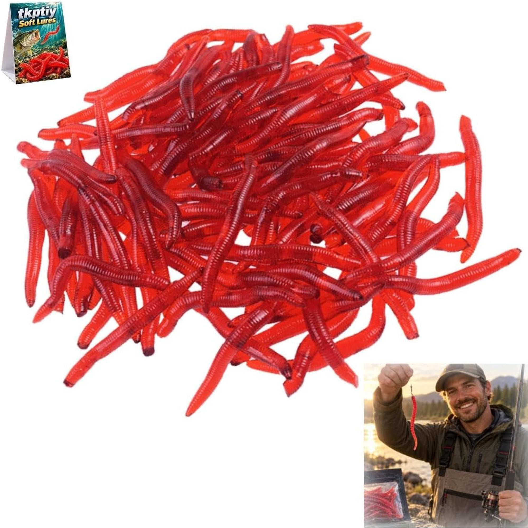 Simulation Earthworm Soft Fishing Lures Shrimp Scented Artificial Baits | Ribbed Flexible Fake Worms for Freshwater Saltwater Bass Walleye Angling Realistic Segmented Action Quick Rigging Tackle