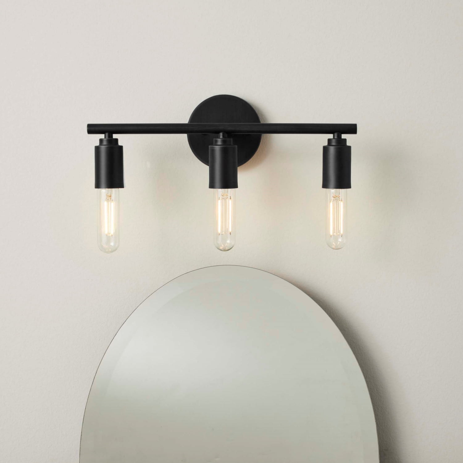 Better Homes & Gardens 16" Farmhouse 3-Light Black Vanity Light, Metal Fixture T9 Bulbs Not Included