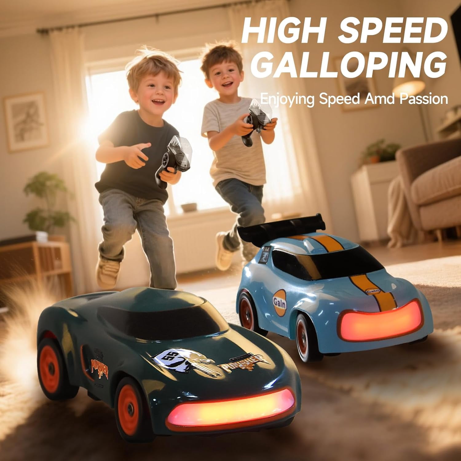 RC Drift Car,1:64 Mini Desktop RC Drift Car, 2.4GHz Scale 4WD High Speed Remote Control Cars Vehicle with LED Lights, Racing Tires, Racing Sport Toy Cars for Adults Boys Girls Kids(Black)