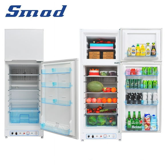 Smad Propane Refrigerator Top Freezer 9.3 Cu ft 110V Fridge for Garage RV Food Truck Off Grid