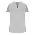 thumbnail image 3 of GigrtiJin Women's Short Sleeved V-Neck Shirt Casual Fashion Loose Solid Color Tunic Tops Loose Comfy Basic Blouse, 3 of 4