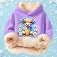 thumbnail image 4 of Kids Cow Drink Juice Graphic Hoodies Cartoon Long Sleeve Hooded Sweatshirt Cute Pullovers Tops Purple 13 Y-14 Y, 4 of 5