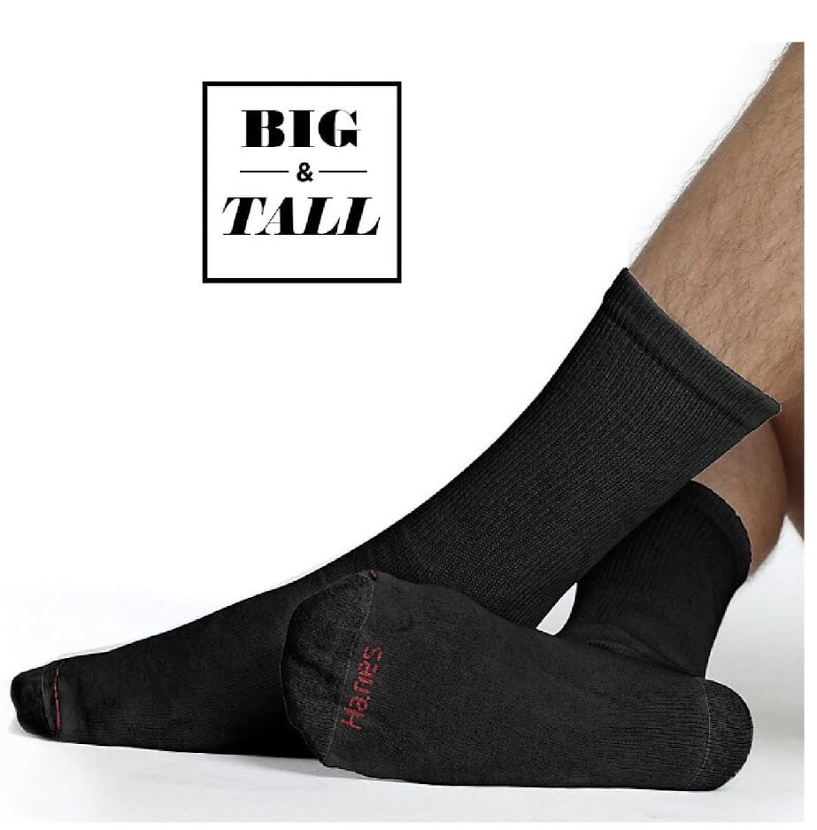 Hanes Ultimate Mens 10-Pack FreshIQ Big & Tall Crew Socks