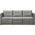 thumbnail image 1 of Cozyhom Gray Wicker Rattan Patio Sofa, 3 Seats Outdoor Furniture with Gray Cushions, 1 of 8