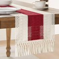 thumbnail image 1 of Camino de mesa ZeeMart, estilo macramé, bicolor, 35 x 275 cm, rojo y marfil, 1 of 7