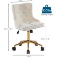thumbnail image 2 of YESSW Velvet Armless Office Desk Chair with Gold Base/Wheels, Small Cute Vanity/Makeup Chair with Back for Bedroom, Upholstered Adjustable Rolling Swivel Nail Chair,White-teddy Fleece, 2 of 11