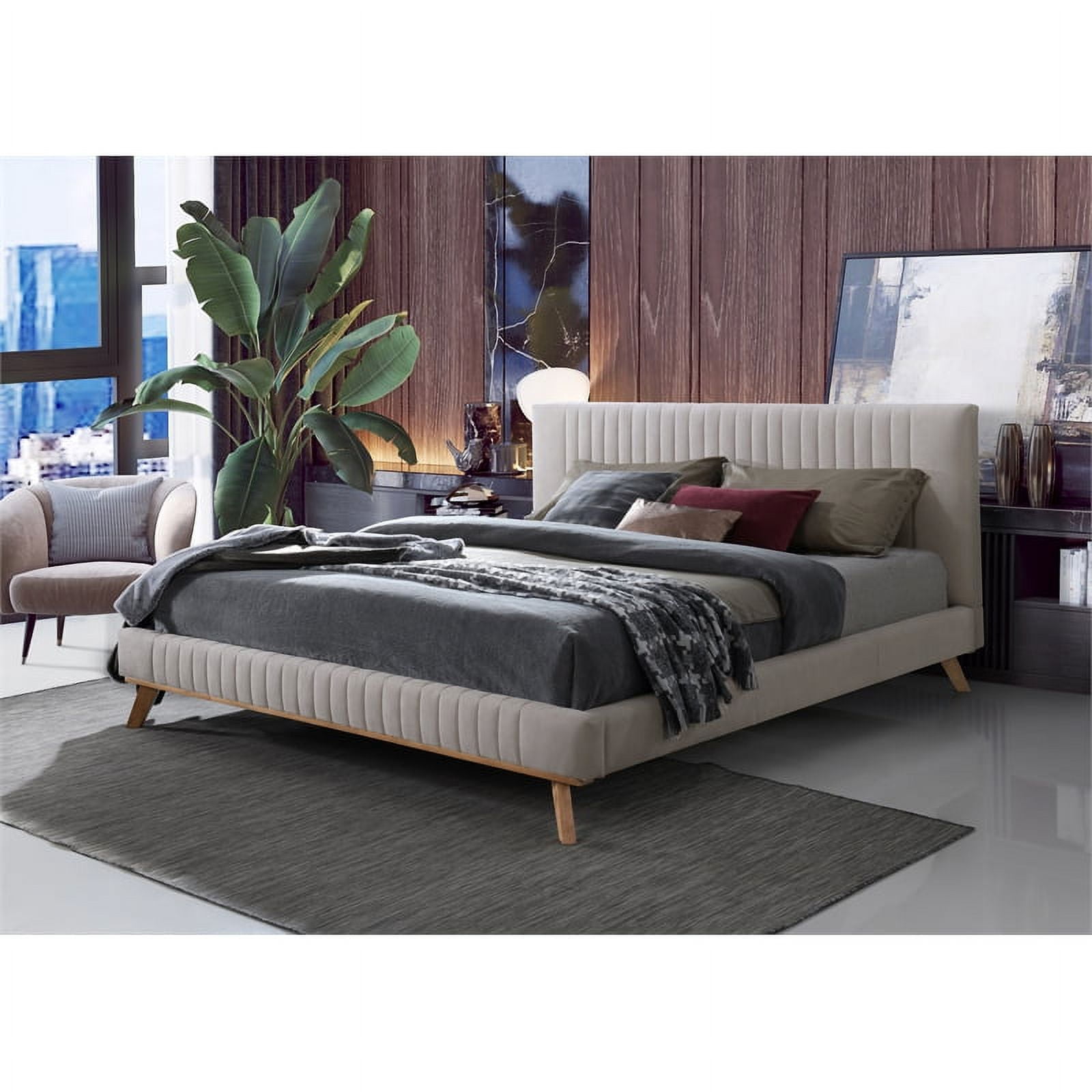 Moorhouse queen upholstered platform cheap bed