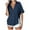 Blue, variant on Ltctricy Button down Shirts for Women Half Sleeve Deep V Neck Side Split Loose Collared Blouses Casual Spring Summer Tops