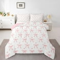thumbnail image 2 of Erosebridal Cute Pink Bowknot King Size Comforter Set Pink Love Heart Print Comforter Dreamy Princess Themed Bedding Set All Season Home Decor,1 Comforter with 2 Pillow Sham, 2 of 7