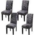 thumbnail image 1 of Fuloon 4 Pcs Dining Chair Cover Purple Stretch Jacquard Seat Slipcover for Home (Moon and Star), 1 of 7