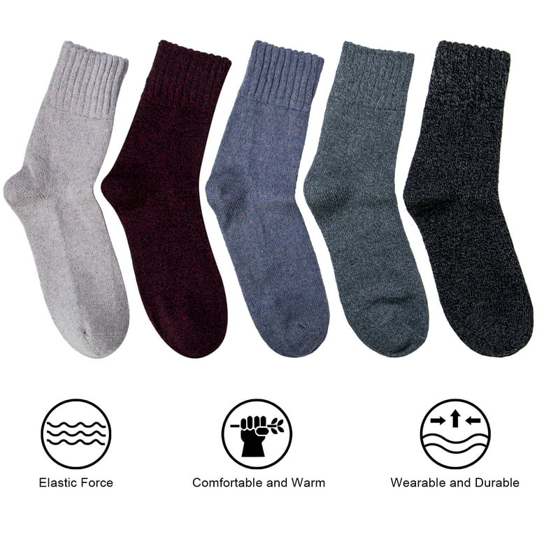 Loritta 5 Pairs Warm Wool Socks for Women, Thick Knit Thermal Crew Winter  Warm Socks Size 6-9