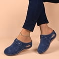 thumbnail image 3 of Rokment Ortho Wedge Clogs Open Back Dressy Sandals for Women Ladies 2026 Summer Fall Fashion Casual Suede Closed Toe Arch Support Platform Slip on Heels Mules Shoes Blue Size 6.5, 3 of 5