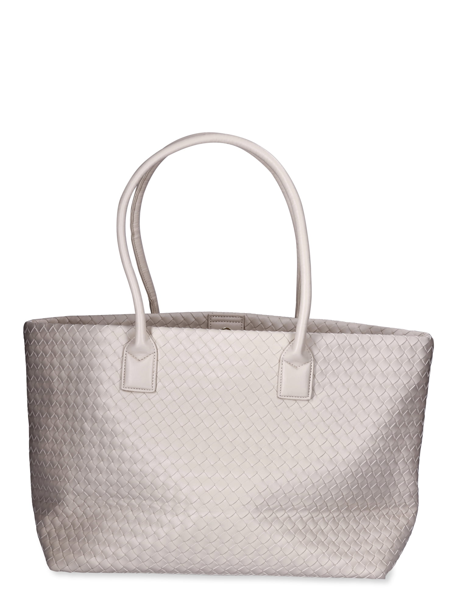London Fog Women's Woven Tote With Pouch, White