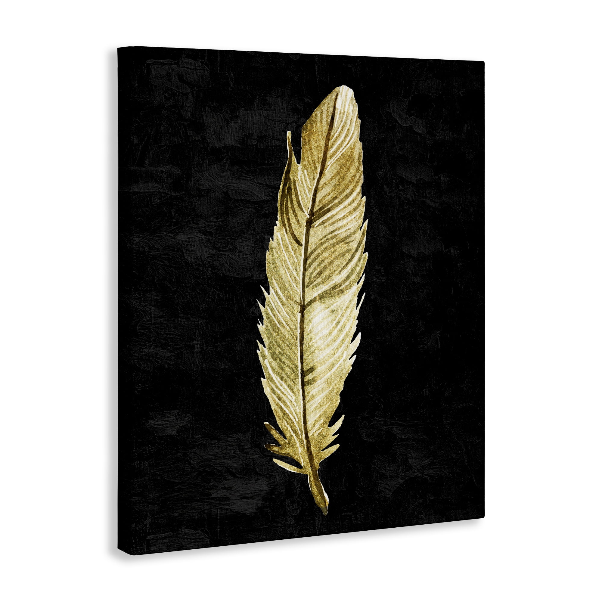 Curved Feather on Black Canvas Wall Art, design by Kim Allen