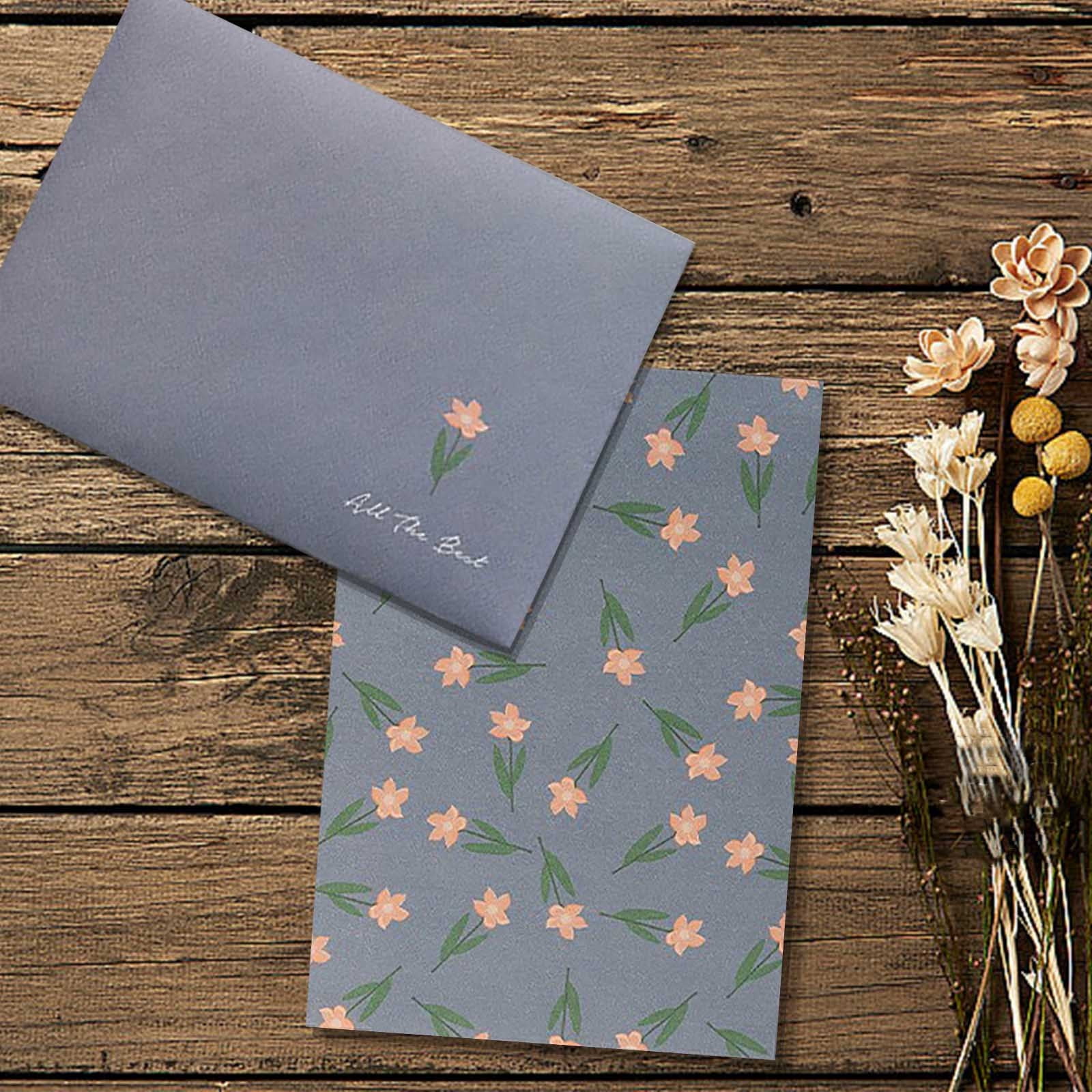 Lksixu Stationary Paper with Envelopes, 40 Sheets Letter Writing Paper with 20 Matching Envelopes and Stickers, 150GSM Heavy Weight Floral Style Stationary Writing Paper Cute Greeting Paper(7"x10")