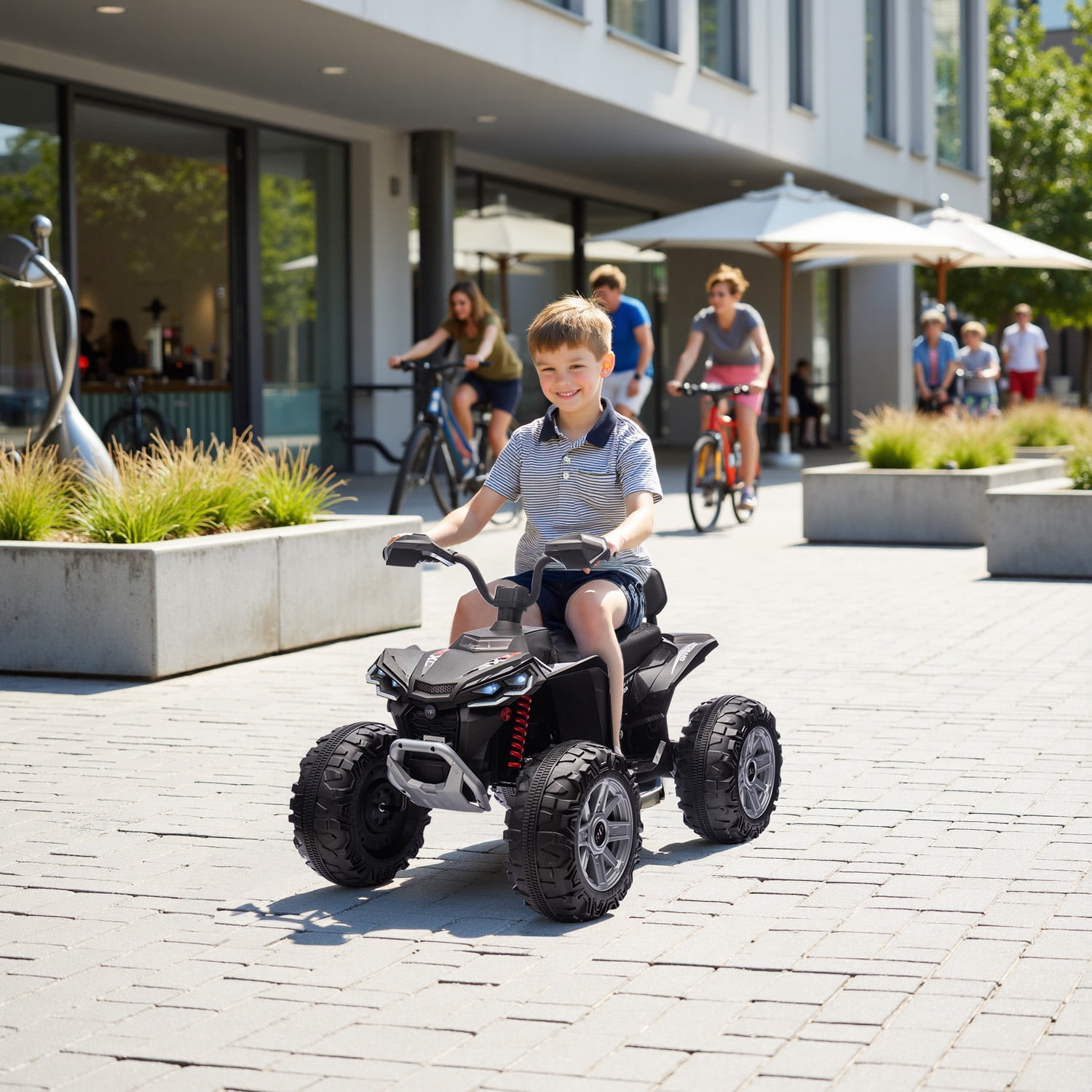 MUKIDY 24V Kids ATV 4-Wheeler, 24 Volt Ride on Toy for 3-8 Kid w/ 2x200W Motor, 5Mph Max Speed - Black