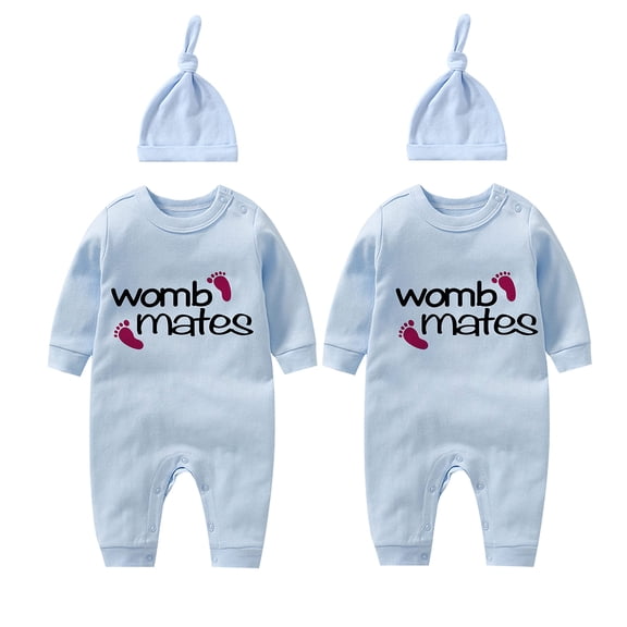 YSCULBUTOL Baby Twins Bodysuit Cute Baby Womb Mates Outfit Girl Funny Romper Baby Girl Clothes Set