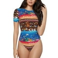 thumbnail image 2 of Picia Animals On Noah's Ark2 Womens One Piece Swimsuits Modest Tummy Control Bathing Suits Lace Up Slimming Swim Suit-Medium, 2 of 9