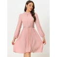 thumbnail image 3 of DARING DIVA Work Shirt Long Sleeve Pleated Midi Dress M Light Pink, 3 of 6