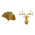 thumbnail image 1 of Escultura De Pared De Cabeza De Ciervo Con Hojas De Ginkgo De Hierro Forjado, Obra De Arte Bohemia Coleccionable, Para Sala De Estar, Oficina, Hogar, Comedor, Granja., 1 of 8