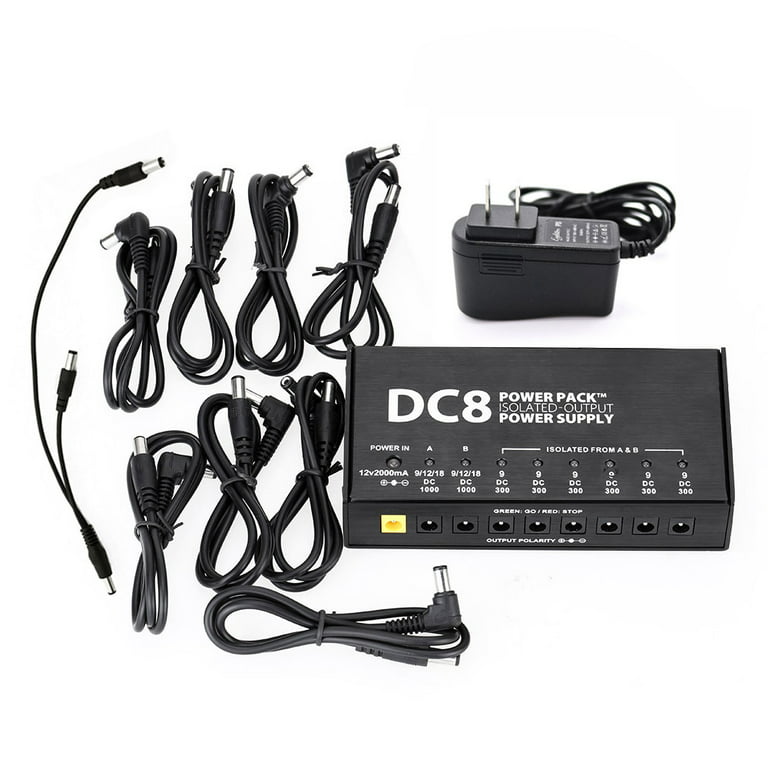 VITOOS DC8 Portable Guitar Effects Power Supply 8 Isolated Outputs 6 Way 9V  2 Way with Anallobar AC100-240V