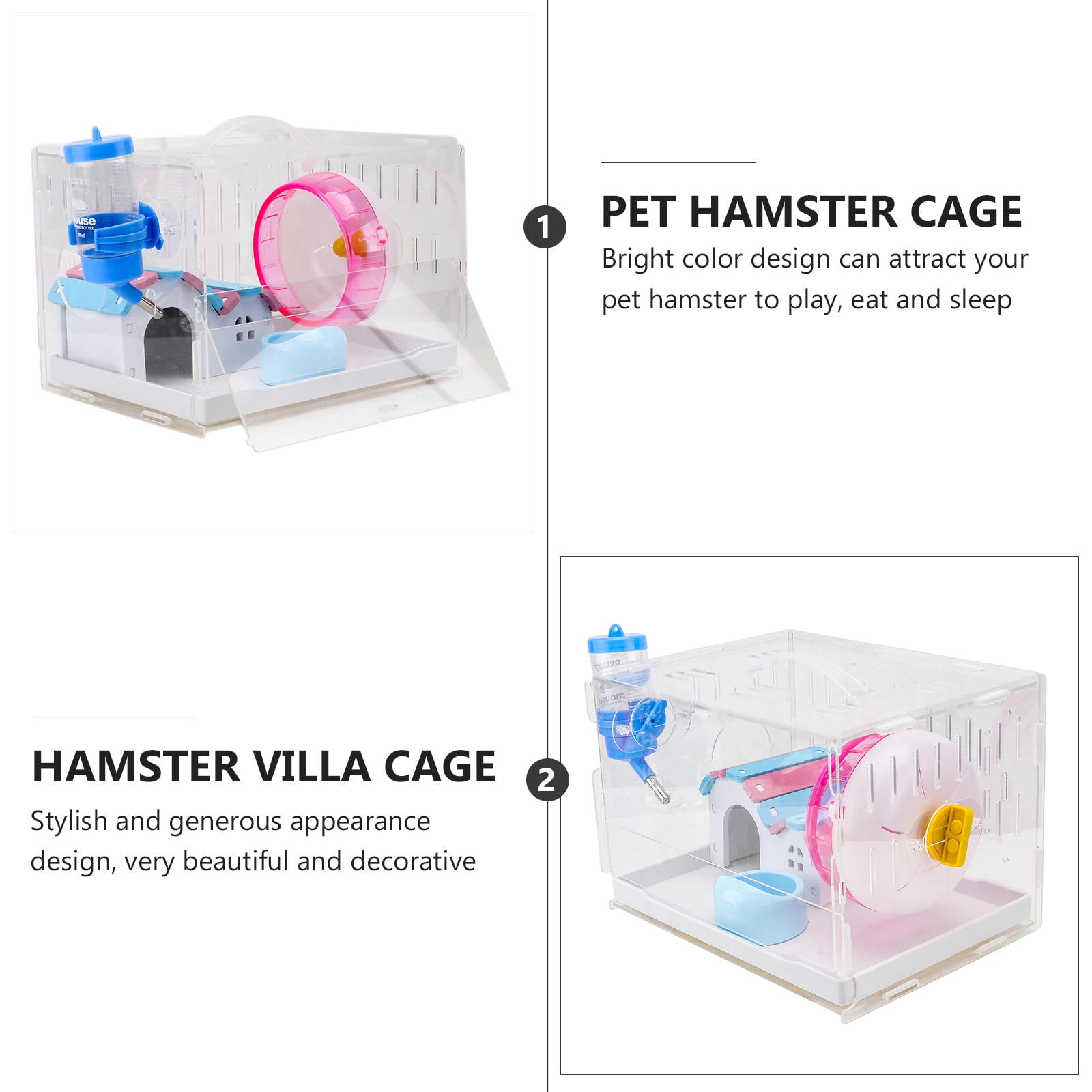 IBASETOY Assorted Color Pet House Hamster Cage Made of Acrylic and Plastic for Use Single Layer