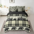 thumbnail image 2 of jejeloiu Cute Animal Bear 7-Piece Bedding Comforter Set,Beige Black Plaid King Bedding Sets For Boys Kids Reversible, 2 of 8