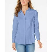 Charter Club Women's Button-Down Woven Shirt Bright Blue Size 14 Petite