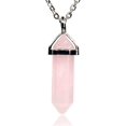 thumbnail image 1 of Angelstones Collier Pendentif Reiki Chakra Hexagonal Pointu en Quartz Rose avec Pierre Précieuse 20 Pouces, 1 of 3