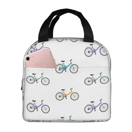Insulated Lunch Bag for Women Men - Modern Bike Pattern colorful Leakproof Cooler Lunch Box for Women Men  Lunch Tote Bags for Work School Picnic Travel
