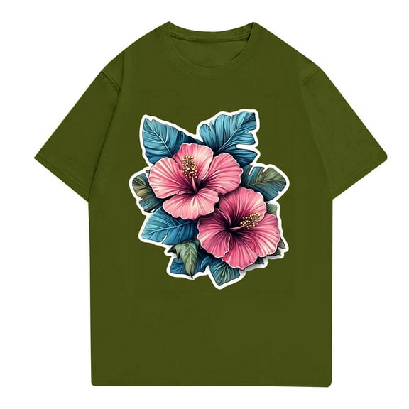 NAMTYQX Tshirts Shirts for Men Round Neck Soft Plus Size Slacking Lightweight Pattern Casual Breathable Short Sleeved Loose Mens Summer Shirts Army Green Size L